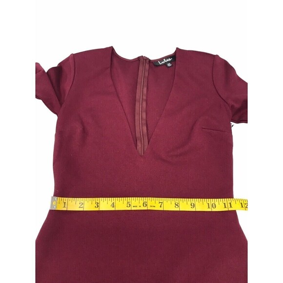 Lulus Bodycon Dress Mini Short Size XS Burgundy Long Sleeve Knit Deep V-Neck - Picture 12 of 16